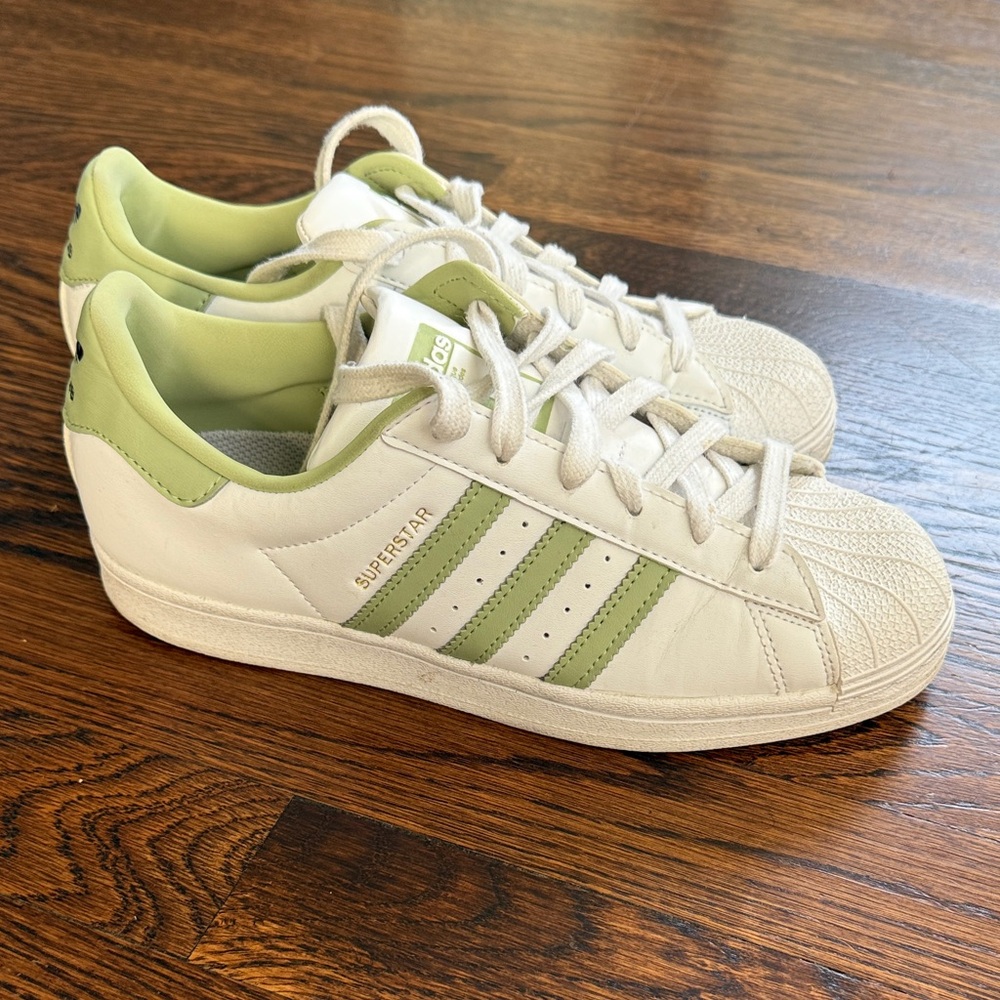 Adidas Superstar Shoes in White Magic Lime